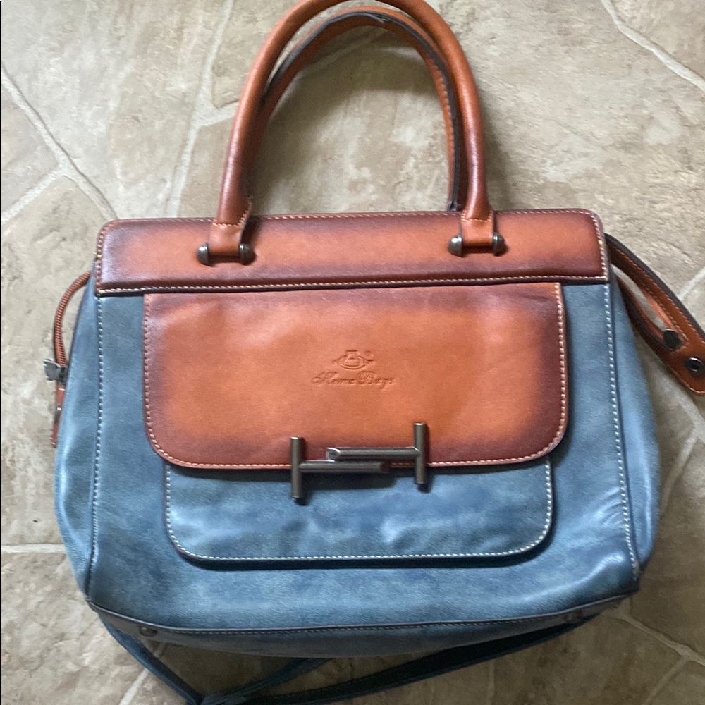 Elegant Leather Handbag with Dual Colors
